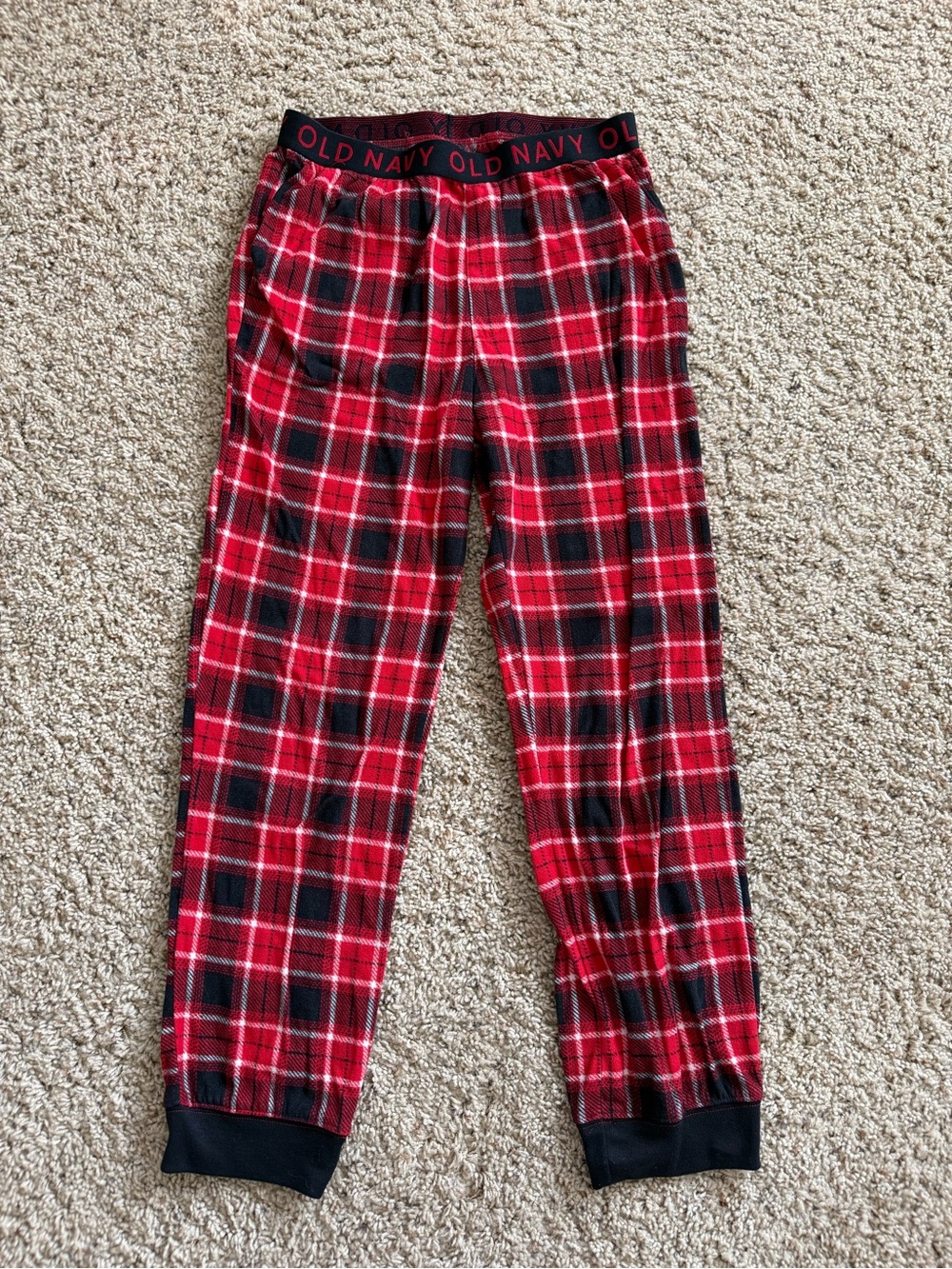 Old Navy Red and Black Plaid Fleece Kids Pajama Pants
